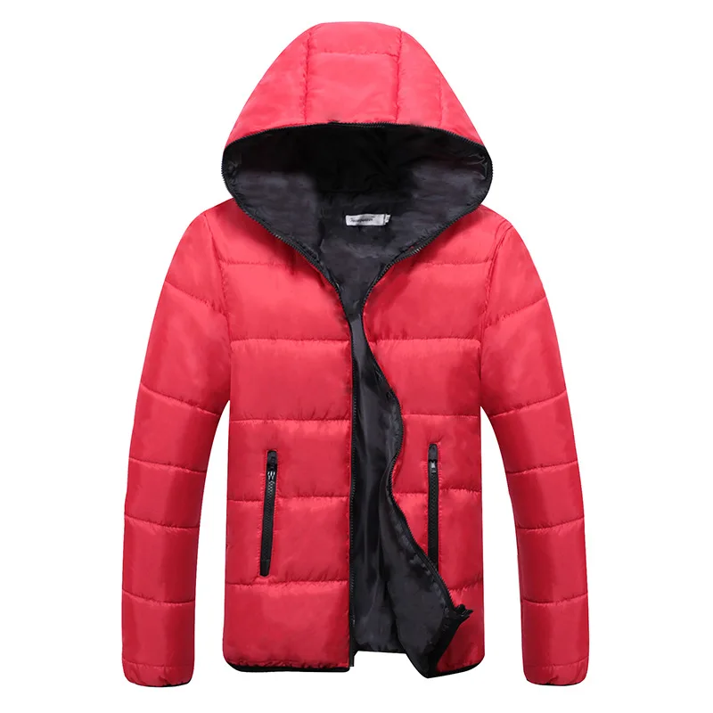 Fashion 2022 Men's Hooded Jacket Thickened Winter Leisure Solid Color Zippered Cotton-padded Coat Youth Winter Jacket Men