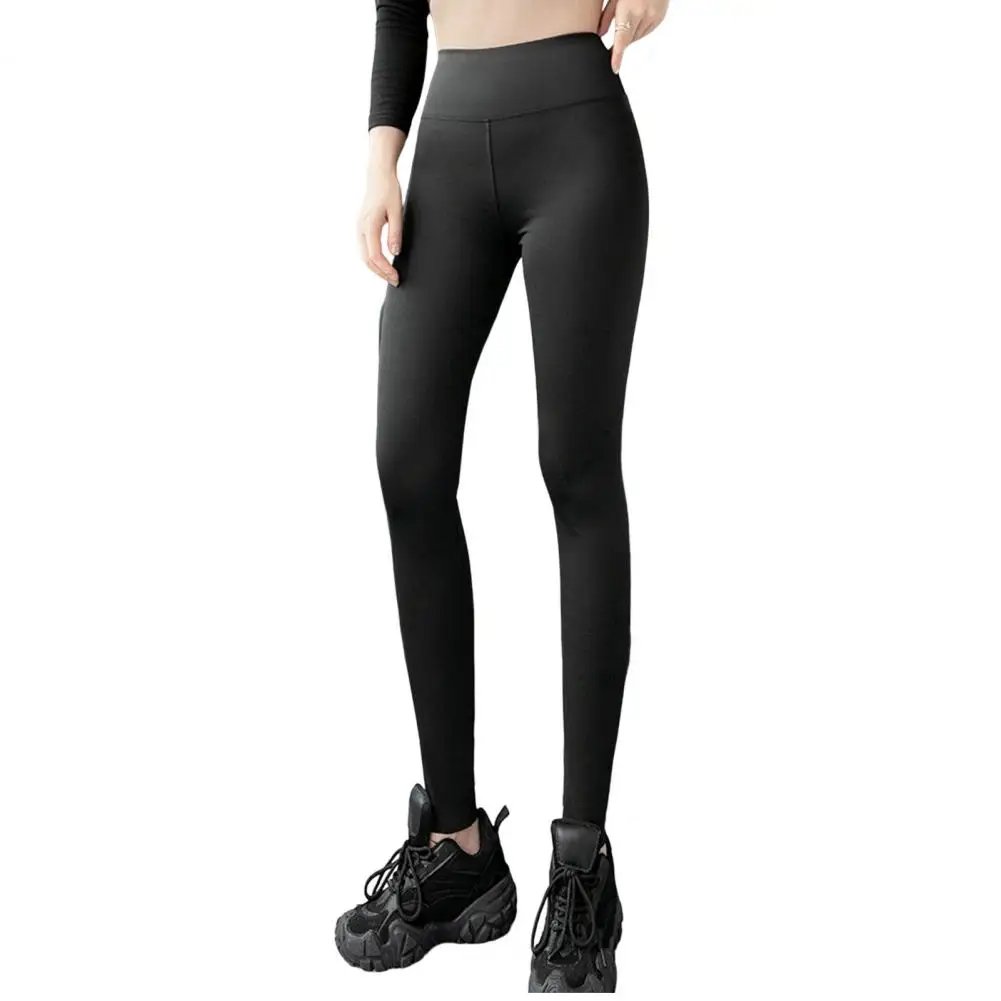 

Pants Women Leggings Autumn Winter High Waist Wide Elastic Waistband Hip Lifting Solid Color Velvet Lining Leggings Streetwear