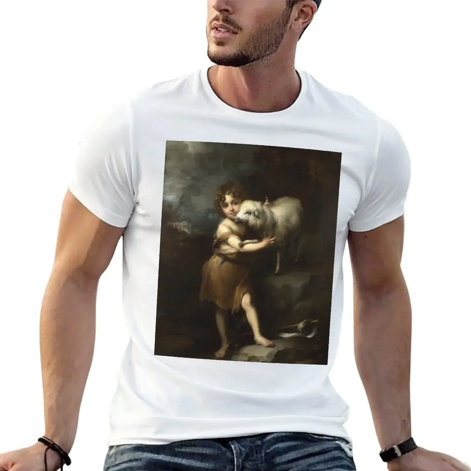 Футболка Bartolome Esteban Murillo-The Infant Saint John With The Lamb блузка мужская футболка в стиле аниме