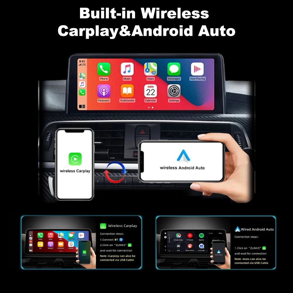 Фото Радиоприемник Android 13 для BMW 1 2 3 4 серии F20 F21 F22 F30 F31 F32 F33 F34 F36 M4 F82 Беспроводной мультимедийный экран Carplay №3