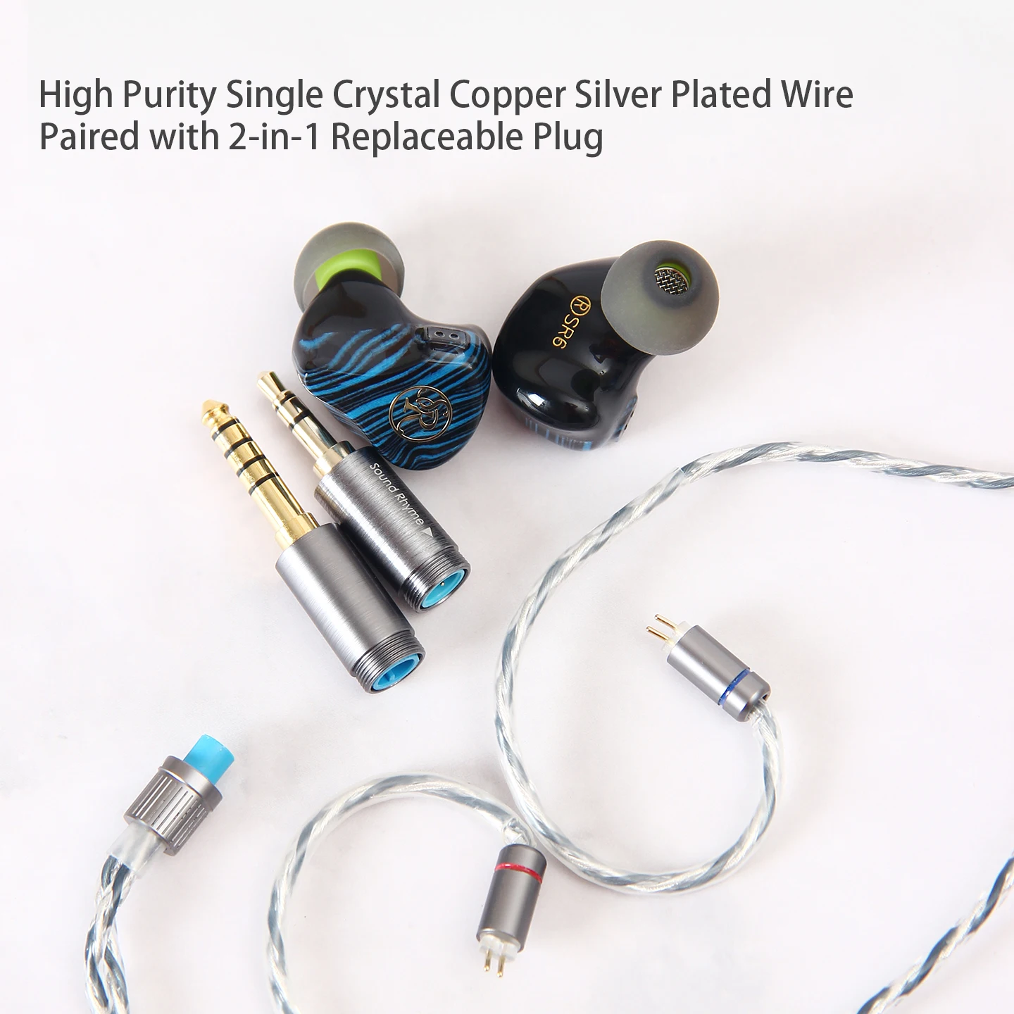 Фото Наушники Sound Rhyme SR6 с динамическим драйвером 1DD2BA2PD1BC, гибридным драйвером сбалансированного арматурного и планарно-микропланарного типов, костной проводимостью и HIFI-звуком №2
