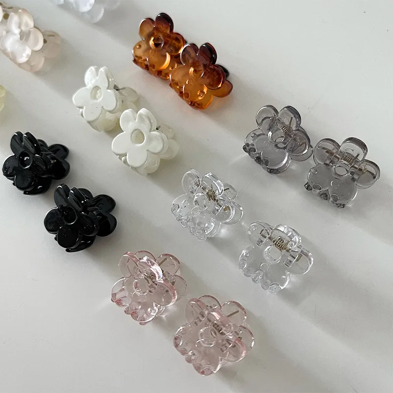 

4pcs/bag Transparent Flower Mini Hair Claws Clips Small Crab Hair Clamps Hair Braids French Twist Women Girls Hair Accessories