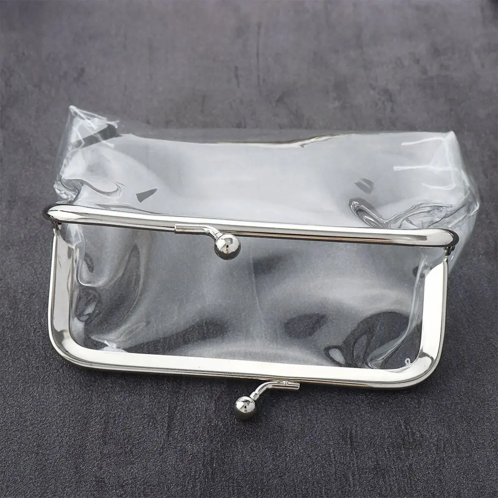 

Kiss Clasp Lock Iron Mouth Clip Credit ID Card Bank Card Transparent Coin Purse Small Wallet Card Holder Change Purse