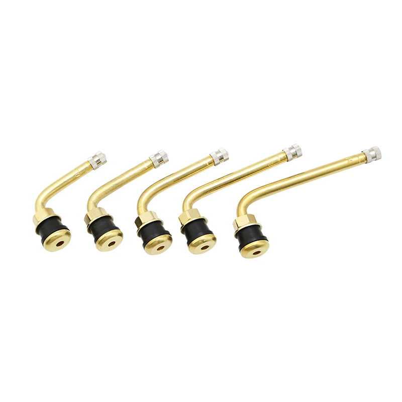 

90° Bend Copper Bus Tire Valves Brass Truck Tyre Valves 90 Degree Tubeless Clamp-in Metal Valves for Rim Hole 16mm/0.625”