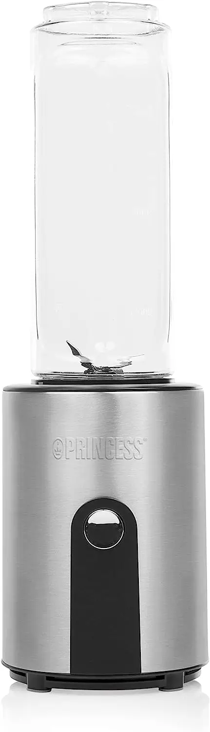 

217401 Batidora de Vaso - Jarra de Tritan 600 ml - Cuerpo de Acero Inoxidable, 300 W, Plateado y Transparente