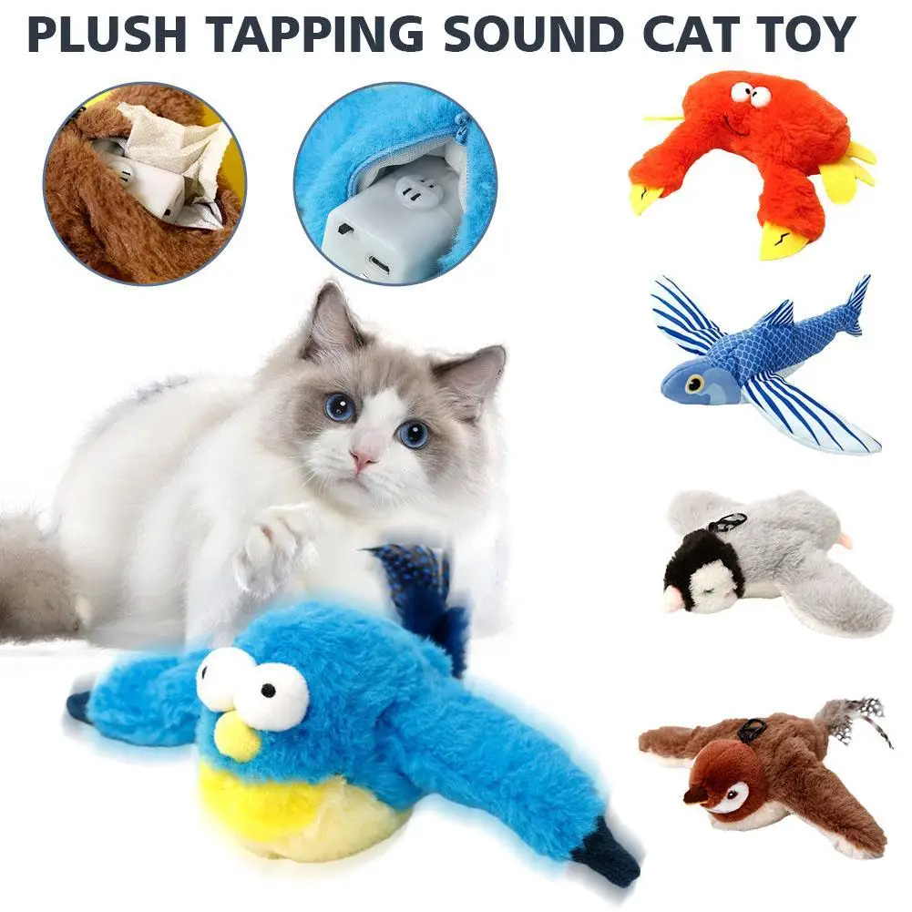 

Интерактивная игрушка для кошек, движущаяся с звуками, Реалистичная плюшевая игрушка для домашних кошек, захватывающая жевательная игрушка