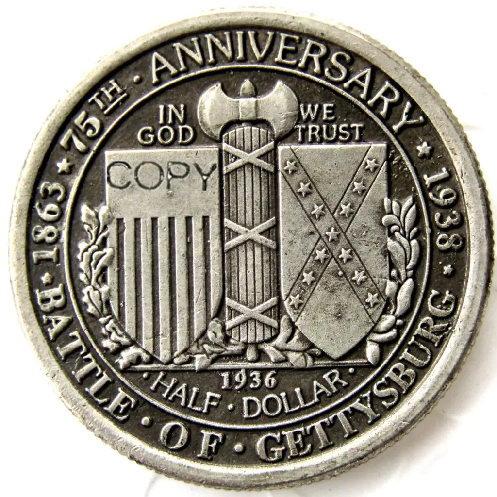 Памятная Посеребренная копия монеты США 1936 битва половина доллара