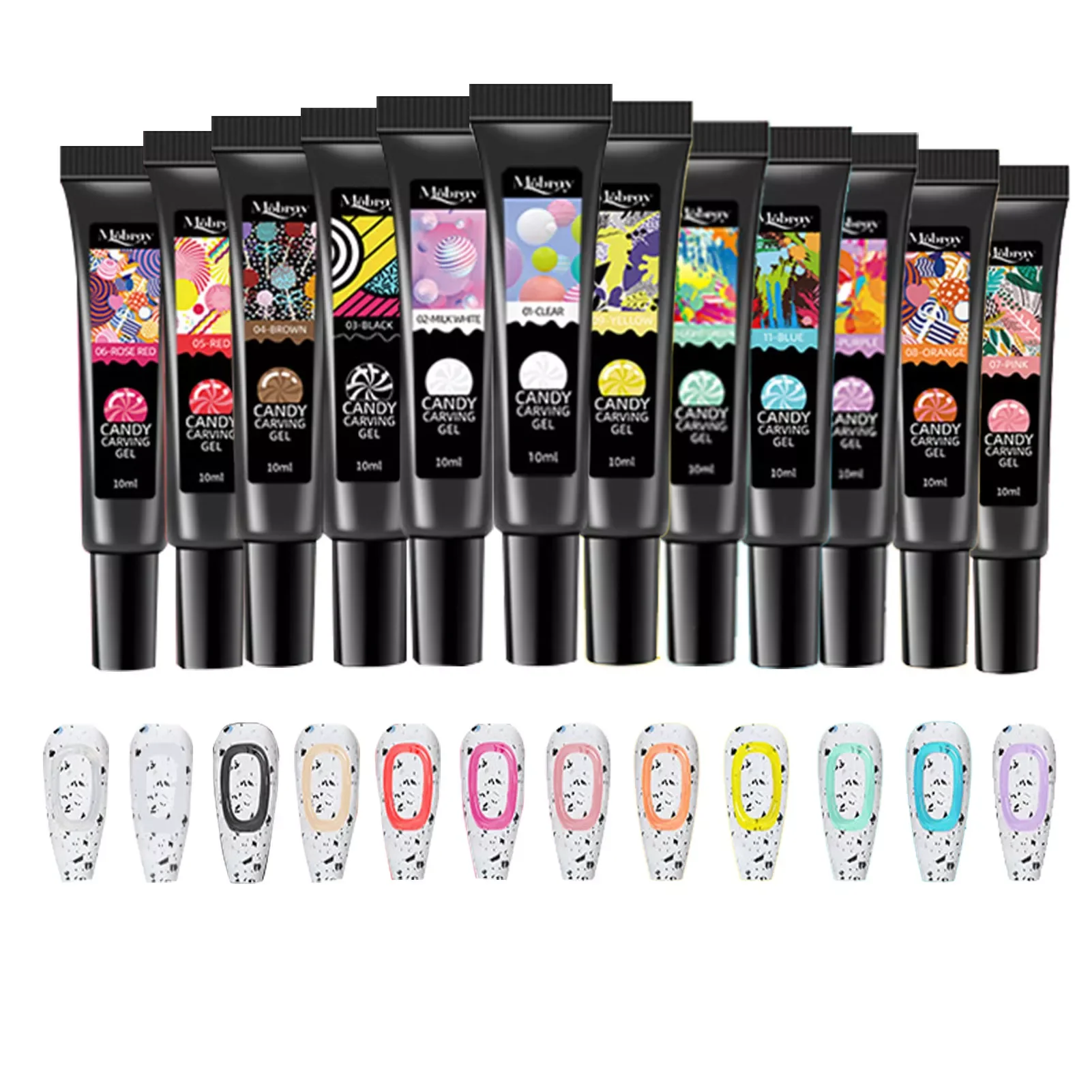

NEW2023 Jelly Nail Gel 12 Colors 5D Candy Carving Gel Jelly Nail Art Gel Nail Polish Home DIY Manicure Tools Gifts For Women