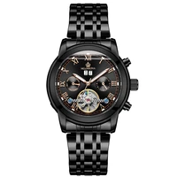 swiss new mens watch business steel band fully automatic mechanical watch calendar pointer hollow waterproof watch wholesale