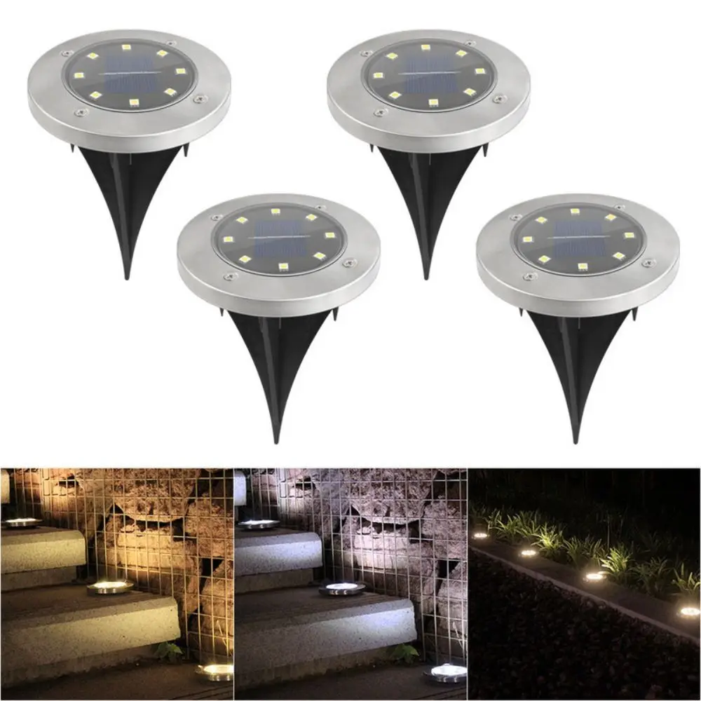Фото Солнечный дисковый светильник 8LED3, многоцветный, водонепроницаемый, для подземного освещения, с оптическим управлением, ландшафтное освещение на солнечной энергии №5