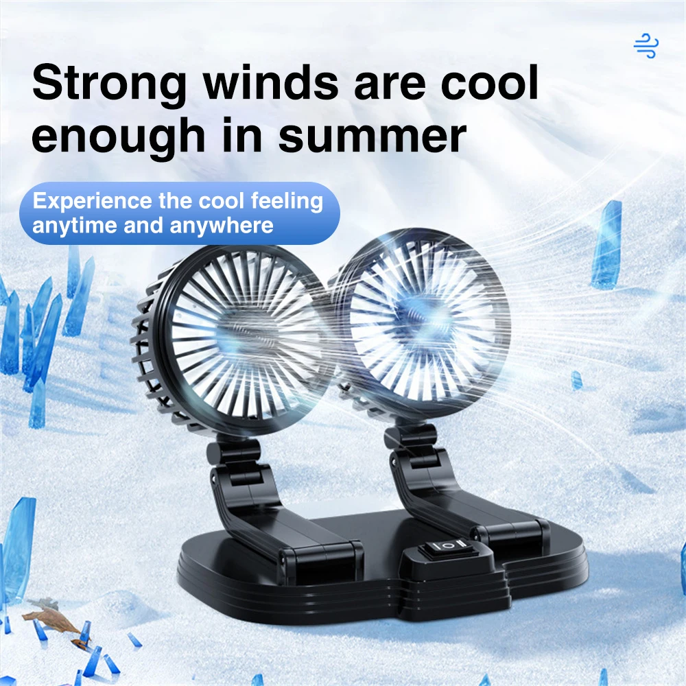 

Автомобильный Вентилятор охлаждения 360 ° регулируемый вентилятор с двойной головкой для дома и автомобиля двухцелевой тихий двухсторонний вентилятор с USB внутренний вентилятор