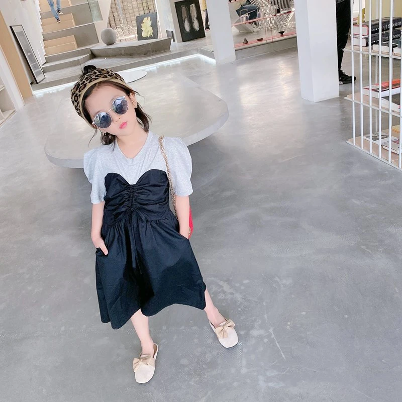 

Mother and daughter summer dress skirt color matching pleated dress A-line skirt mother and daughter family matching suit