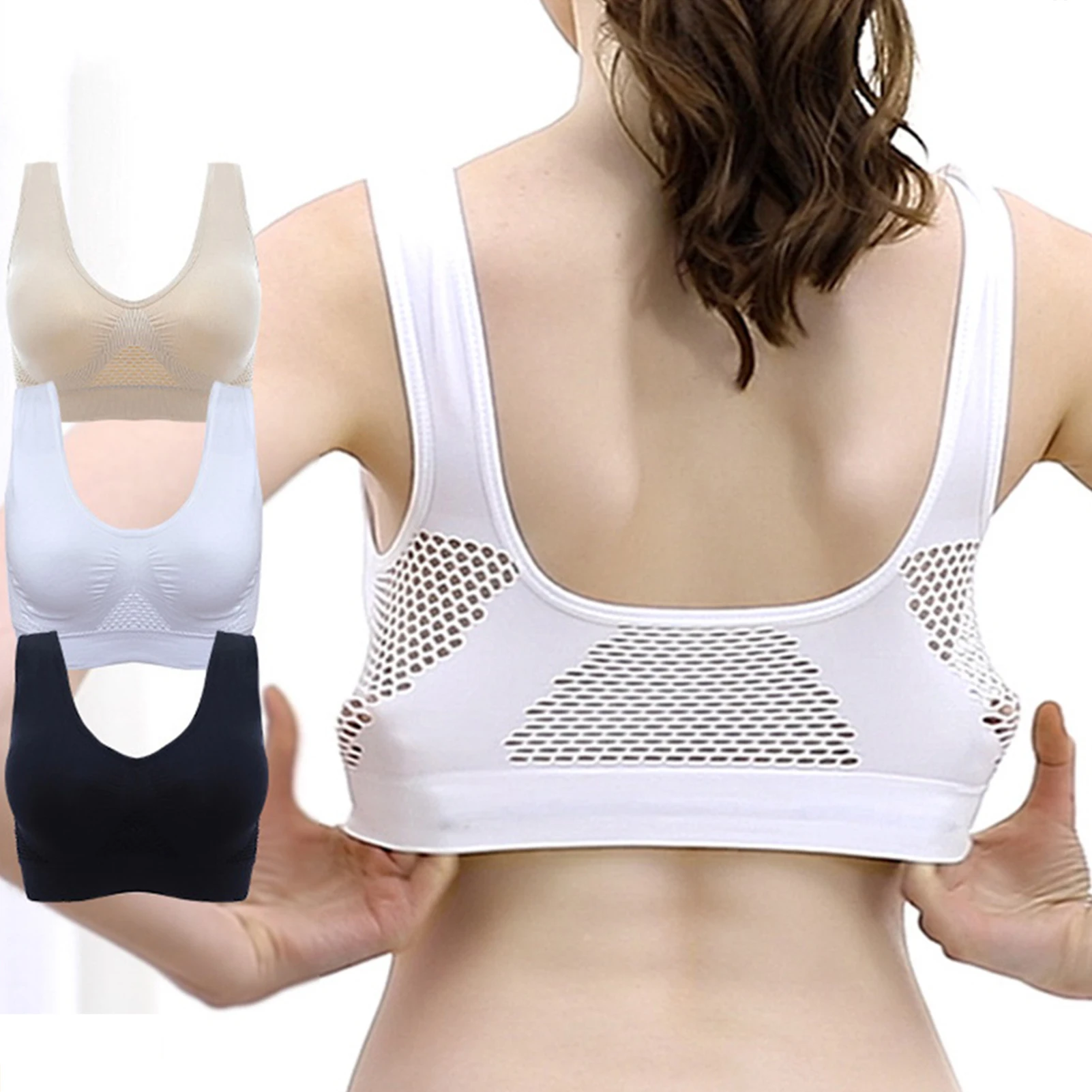 

Женские спортивные бюстгальтеры без косточек, ударные мягкие дышащие бюстгальтеры для тренировок, Сетчатый Дизайн для йоги, тренажерного зала, тренировок, фитнеса NIN668