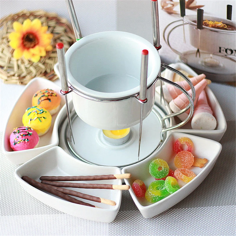 

6PCS/Set Stainless Steel Chocolate Cheese Fruit Dessert Hot Pot Fondue Melting Skewer Kitchen Tableware Tools