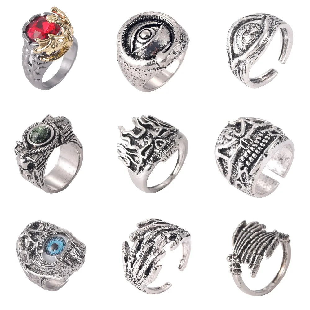

Coocnal Fashion Punk Devil Eye Man Rings Hip Hop Rock Culture Women Male Gothic Skeleton Metal Rings Finger Jewelry