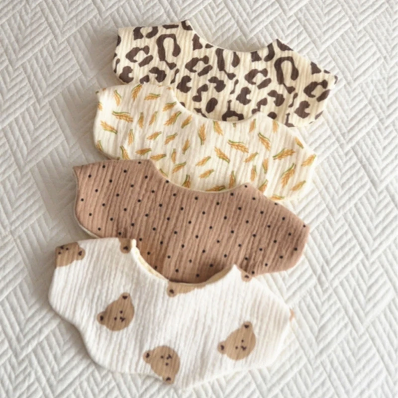 

360 Degree Rotation Burp Cloth Baby Flower Shape Feeding Bib Bandana Scarf Bibs
