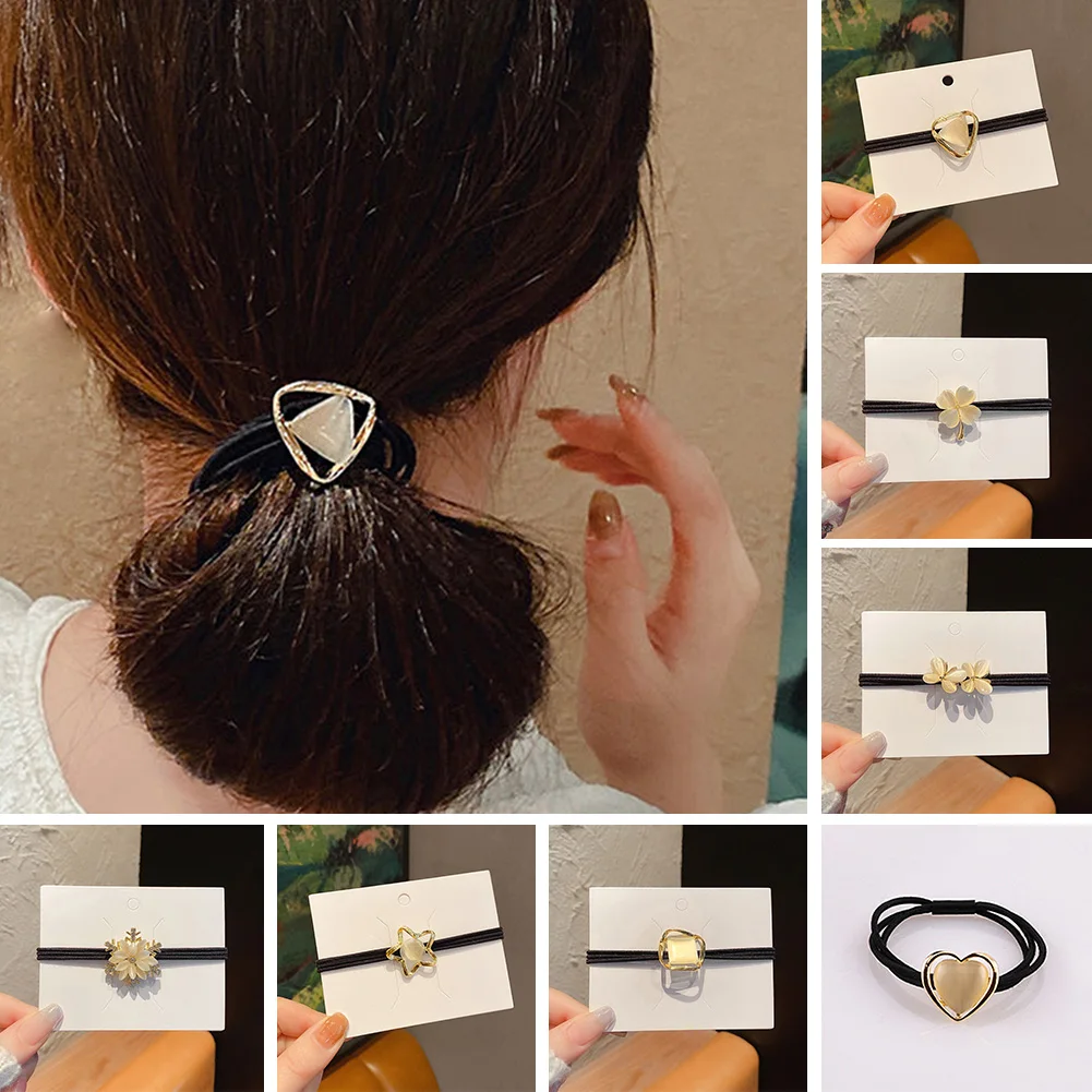 

New Opal Metal Elegant Scrunchies Women Girls Elastic Hair Rubber Bands Accessories Tie Hair Ring Rope Holder Headdress Headwear