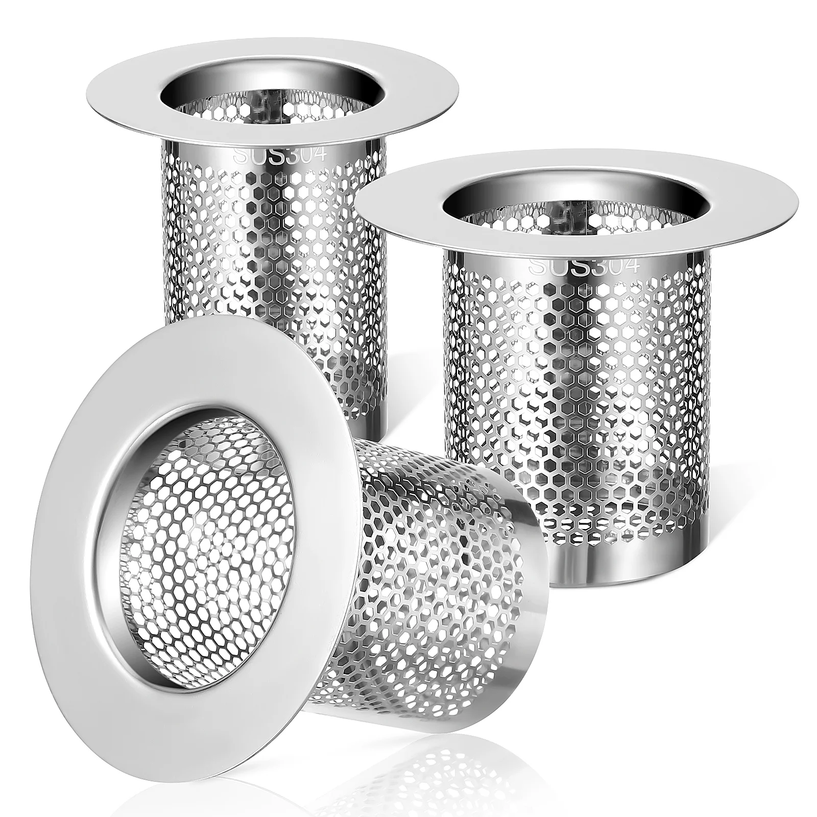 

3 Pcs Sink Drain Cover Water Trough Metal Mesh Strainer Strainers 304 Stainless Steel