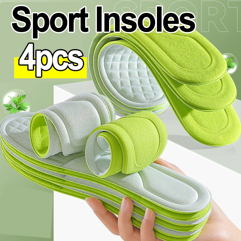 

4pcs Nano Antibacterial Sport Insoles Shoes Sneakers Memory Foam Orthopedic Insole Deodorant Sweat Absorption Running Cushion