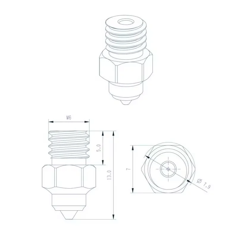Биметаллическая насадка MK8 для Ender3/V2 CR10 Ender 5 Hotend 1 75 мм Филамент J-head Nozzle M6 Thread
