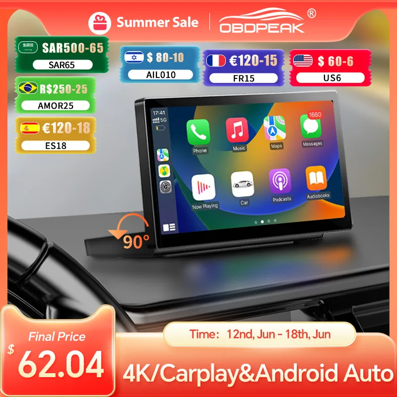 K6 Car DVR Carplay Android Auto 7" Dash Cam GPS Navigation Folding Screen AUX Mirror Link 5G WIFI Video Monitor Rear View Camera