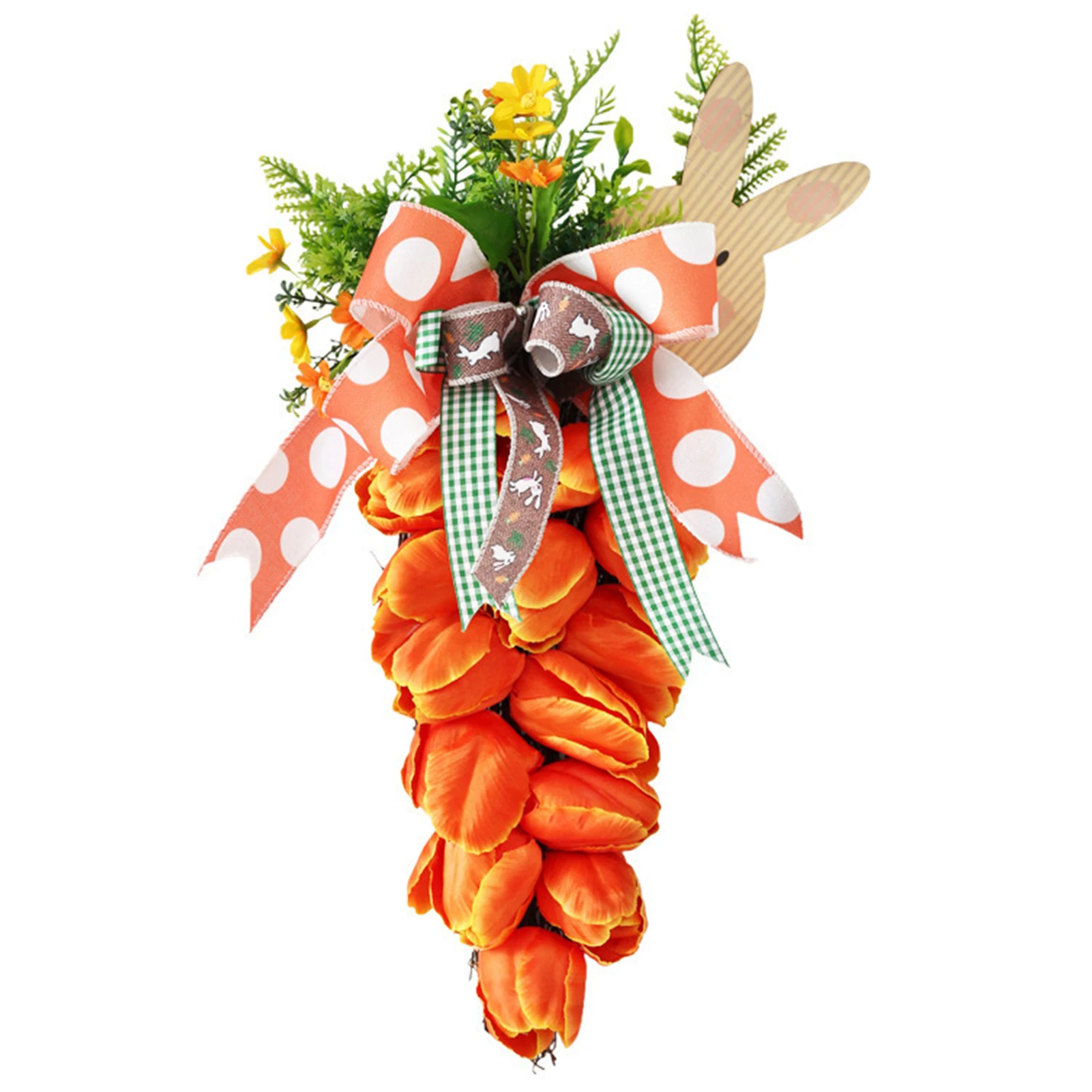 

Easter Carrot Wreath Easter Door Wreath Rattan Carrot-Shaped Teardrop Swag Easter Floral Swag Front Door Tulip Carrot Garland