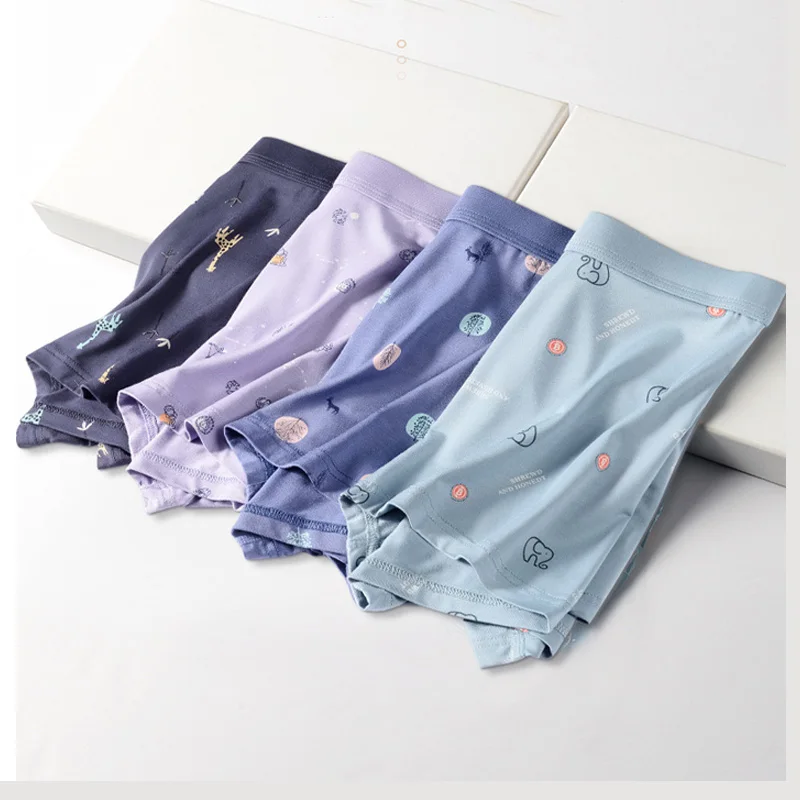 

Новинка, мужское нижнее белье из вискозы и хлопка, дышащие и бесследные трусы, шорты со средней талией, Модные индивидуальные трусы