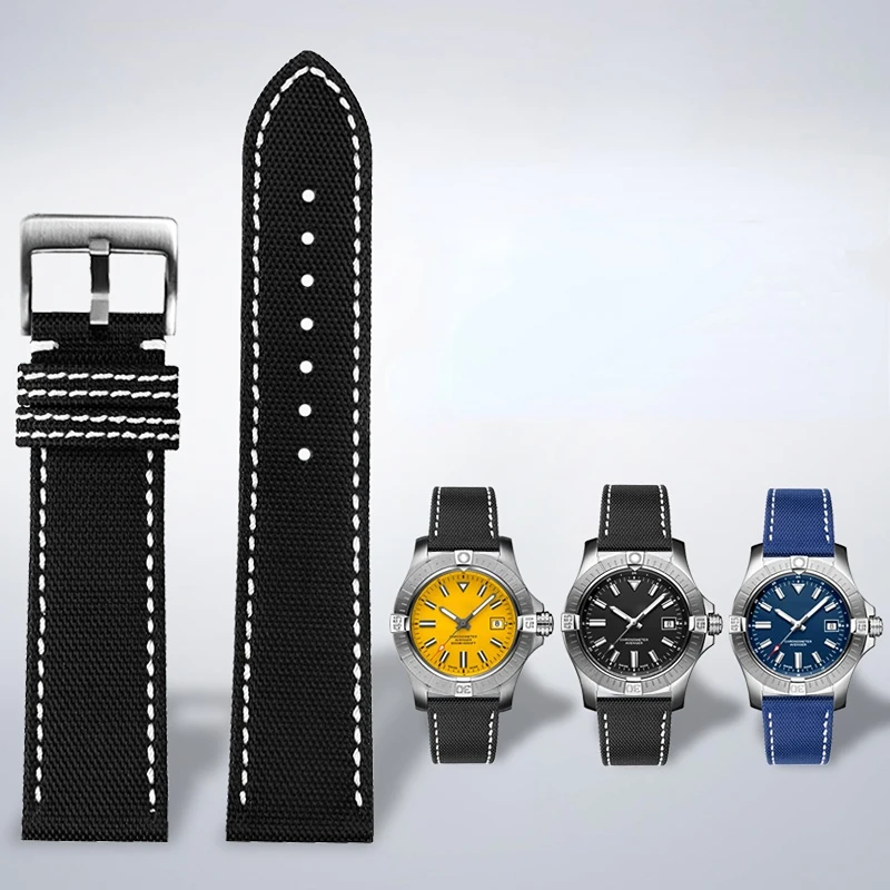 

Wrist band For Breitling Avenger Deep Dive Seawolf Super Ocean Series Yellow Wolf nylon leather watch strap 22mm 24mm watchband
