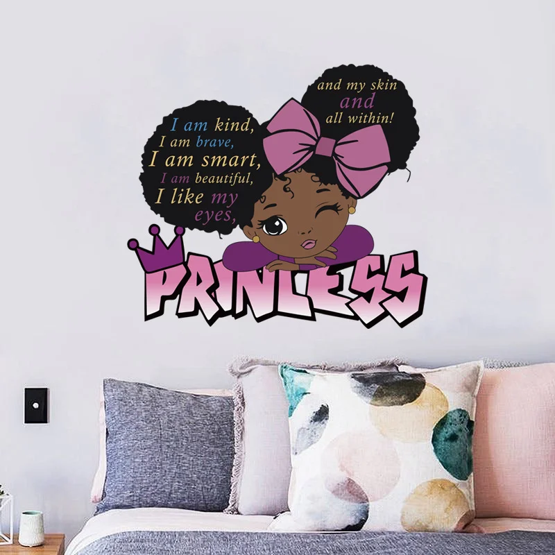 

Black Girl Inspirational Letter Wall Sticker Children's Bedroom Wall Graffiti Poster Wardrobe Glass Self adhesive Sticker