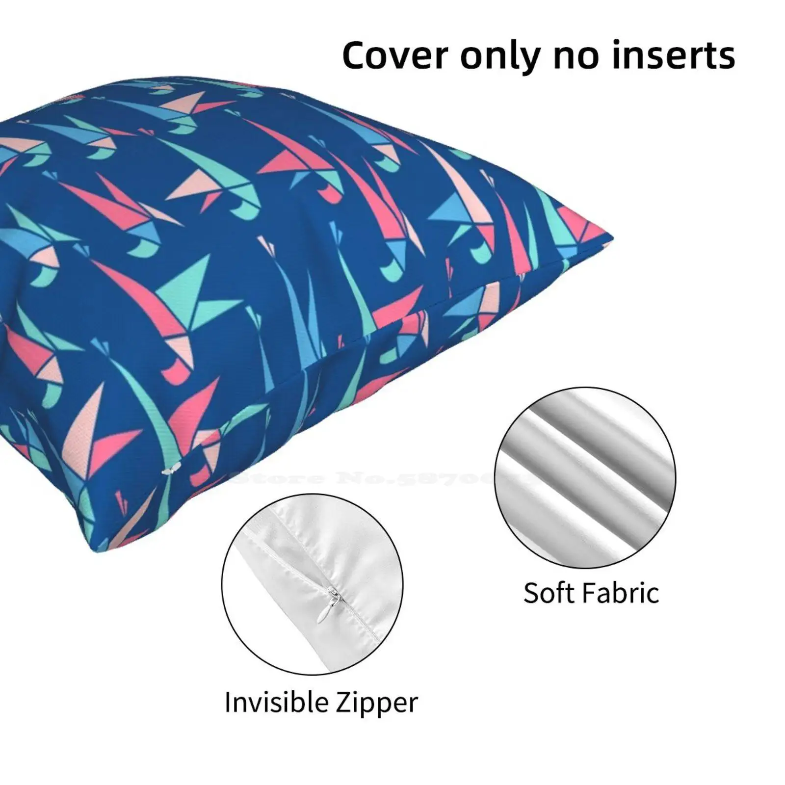 Синяя наволочка для подушки в автомобиль дивана