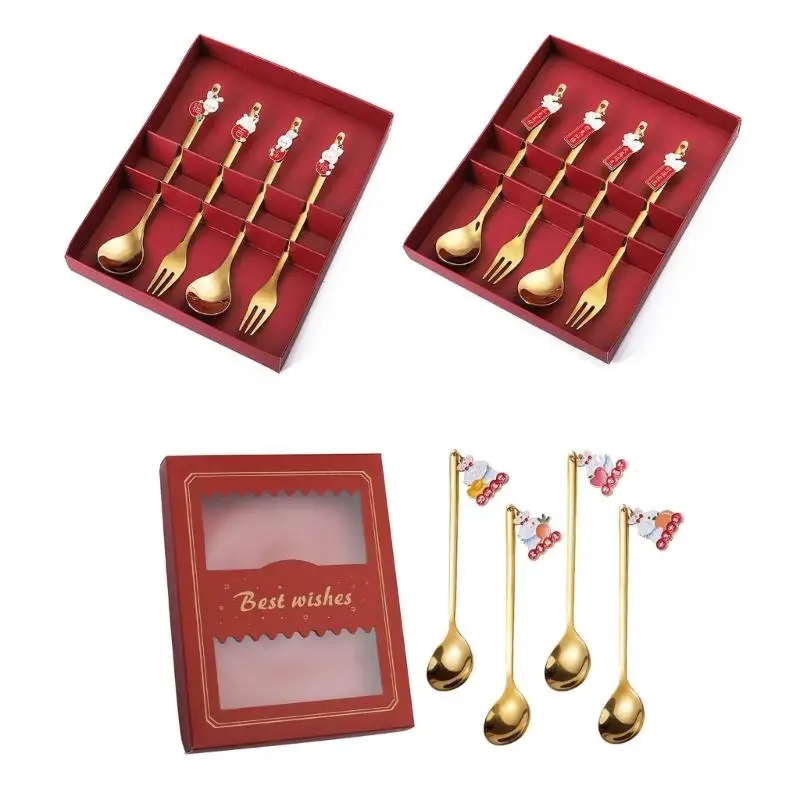 

A0NA 4 шт. вилки и ложки, столовые приборы из нержавеющей стали с орнаментом для дома, кухни, ресторана, новый год