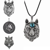 silver eye of devil wolf pendant necklaces men viking punk animal necklace for women vintage jewelry gift street accessories