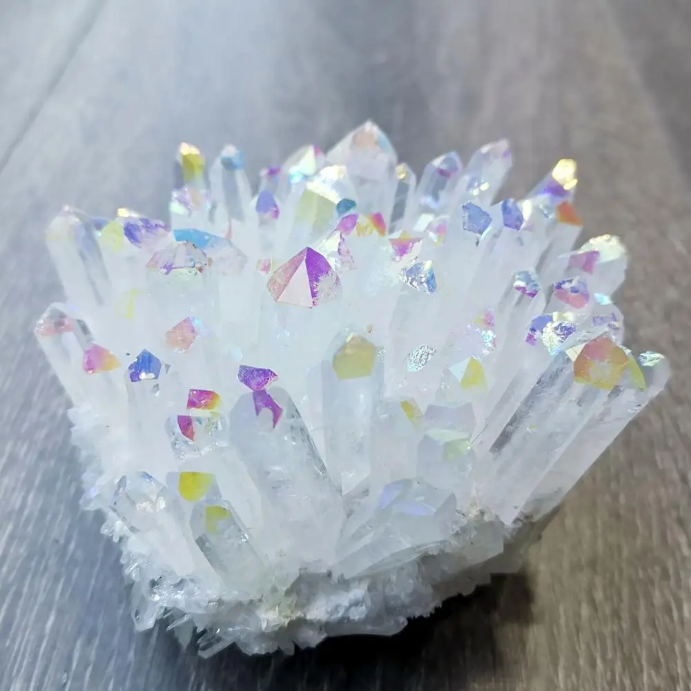 

White Crystal Cluster Electroplating Color Crystal Rough White Crystal Cluster Ore Semi-precious Stone K1e9