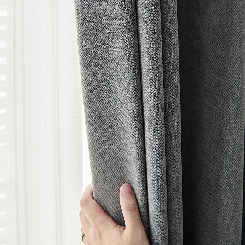 

Curtain stitching light luxury chenille velvet high-end living room bedroom bay window windshield shading thickening yy