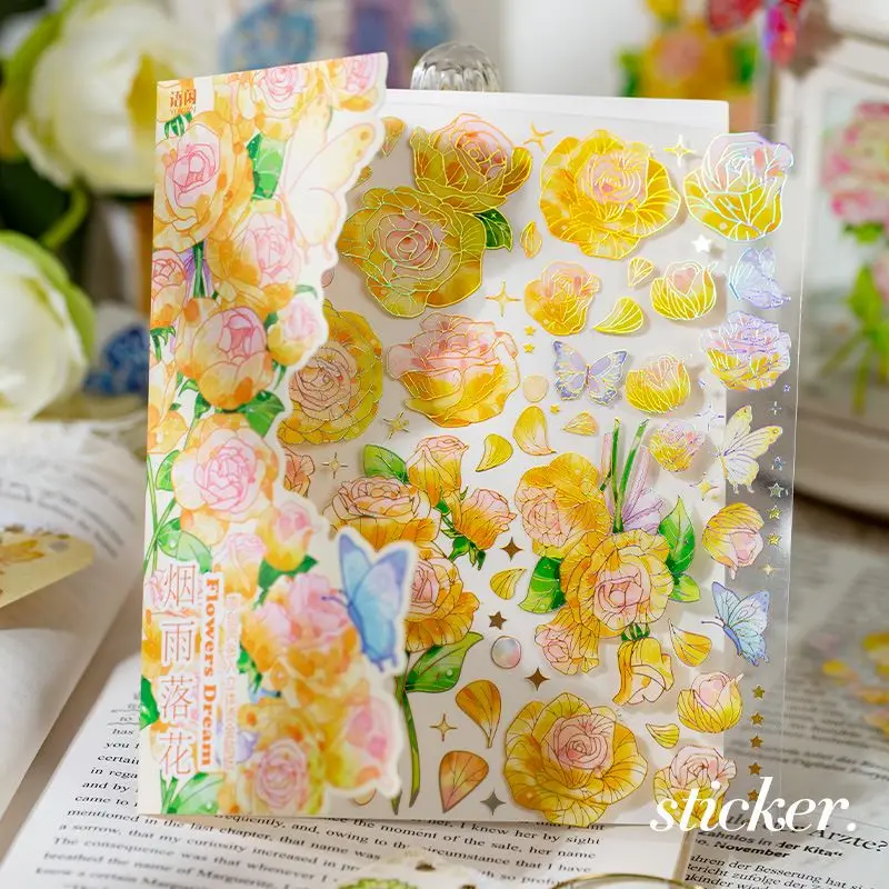 

MOHAMM 2 листа Красочные цветы наклейки для дневника декоративные Скрапбукинг материал DIY альбом журнал Канцтовары