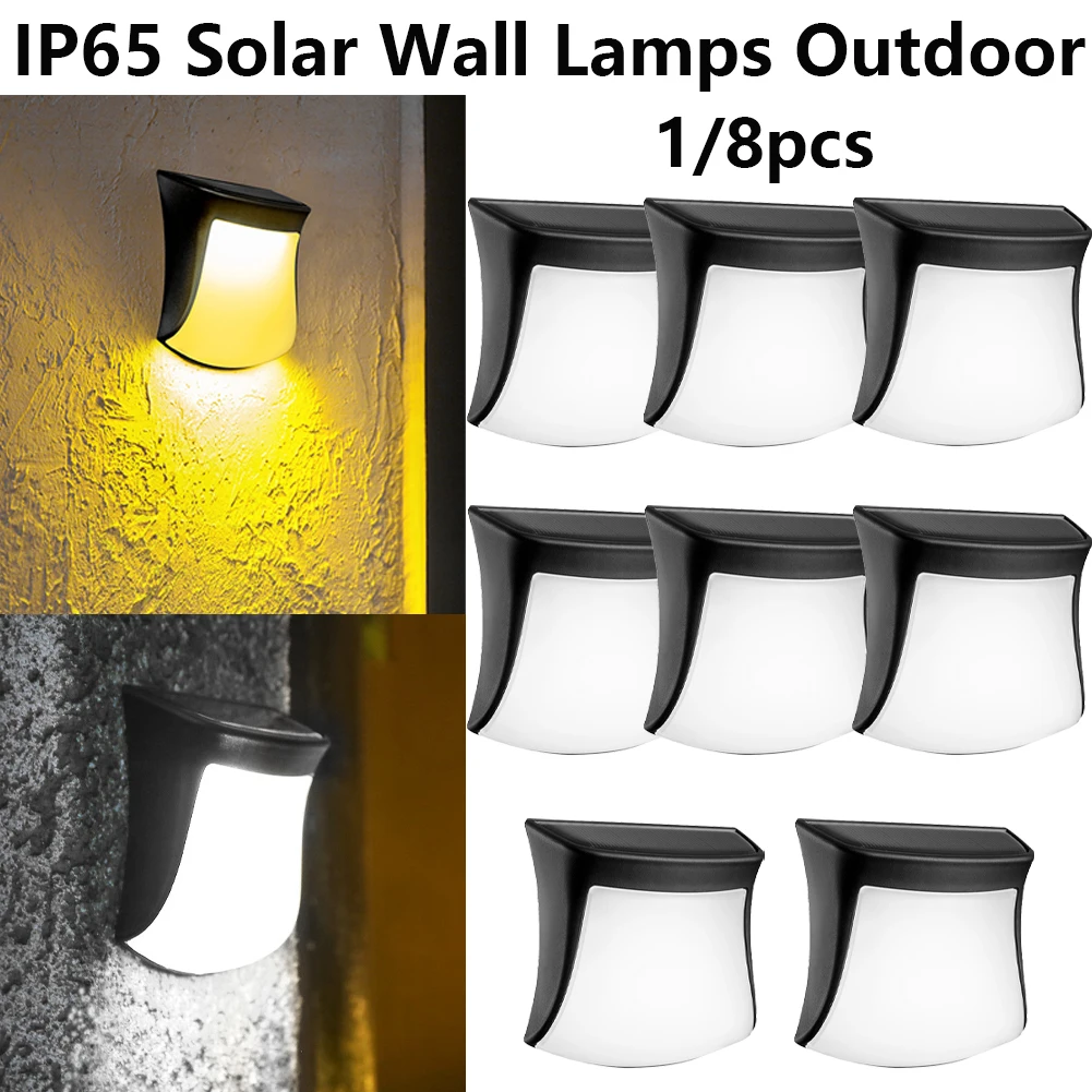 

1/8Pc IP65 Waterproof Wall Light Outdoor Porch Garden Wall Lamp Decoration Lighting Lamp Solar Lights Stairs Fence Sunlight Lamp