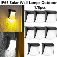18pc ip65 waterproof wall light outdoor porch garden wall lamp decoration lighting lamp solar lights stairs fence sunlight lamp
