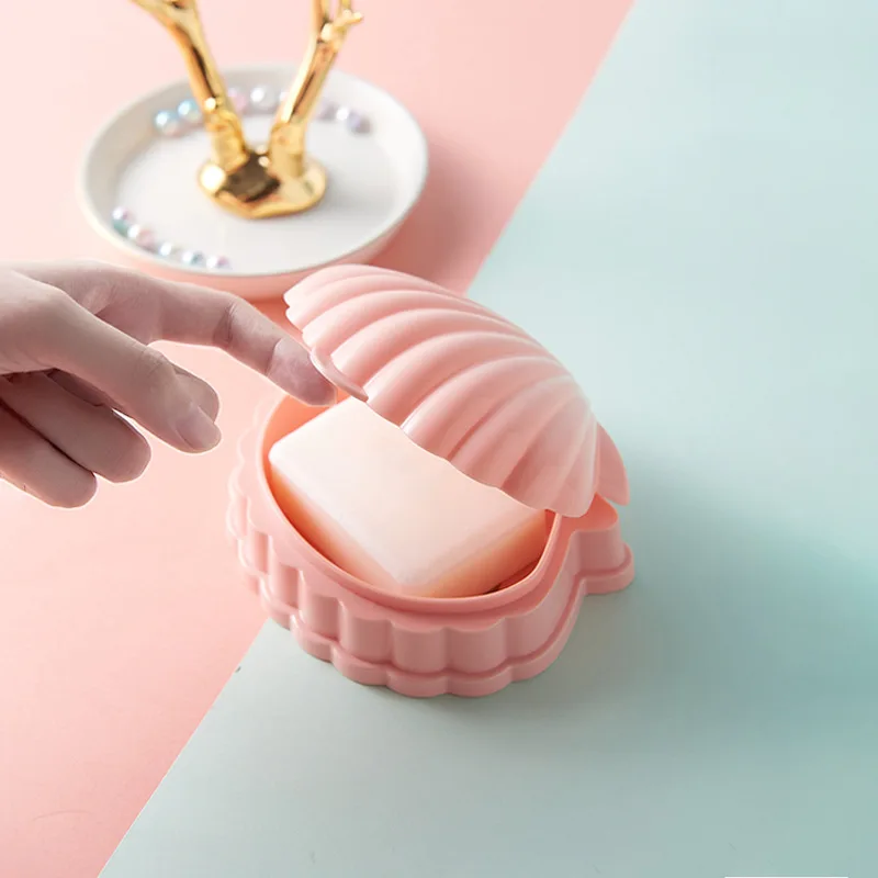 

Japanese Retro Shell Soap Case Shell Creative Drain Pink Plastic Soap Case Soap Dish