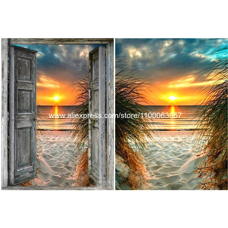 

Алмазная живопись ROAMILY, пейзаж, закат у моря, полностью круглая Алмазная вышивка «сделай сам», домашняя зима, полная мозаика, дешевые настенн...