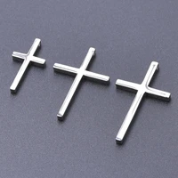 10pcslot minimalist plain crucifix silver color necklace stainless steel charms pendantsjewelry making earring cruz colgante