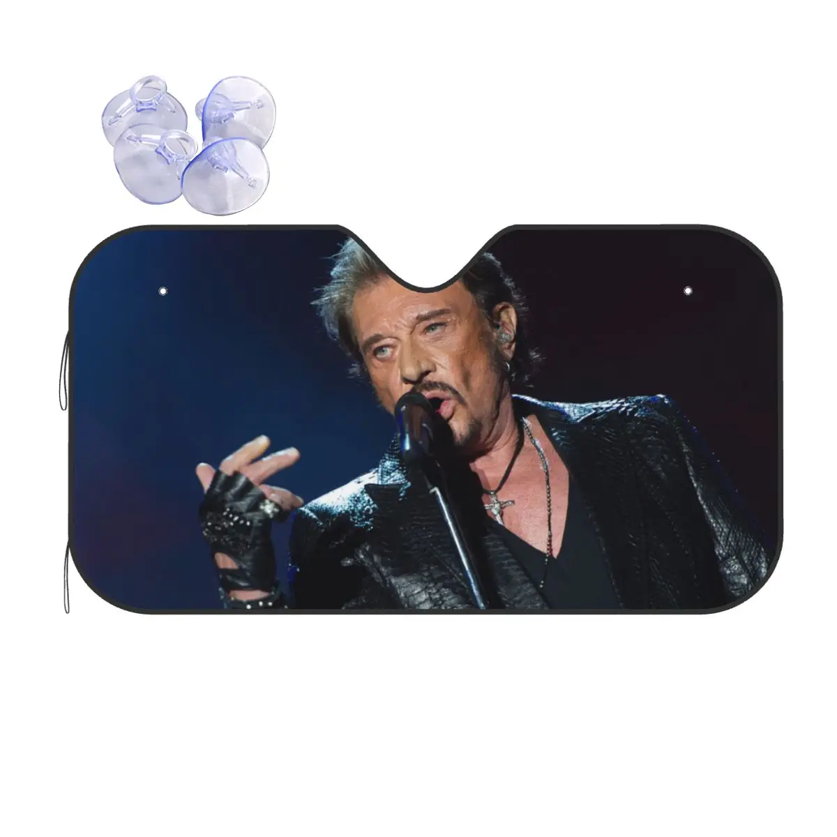 

Fashionable Rock Star Vintage Windshield Sunshade 76x140cm Johnny Hallyday Aluminium Foil Car Sunshade Car-styling
