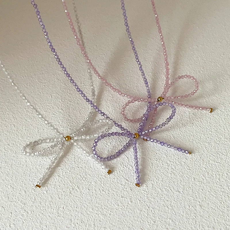 Ожерелье Draweye с хрустальным бантом для женщин бисер корейская мода милые