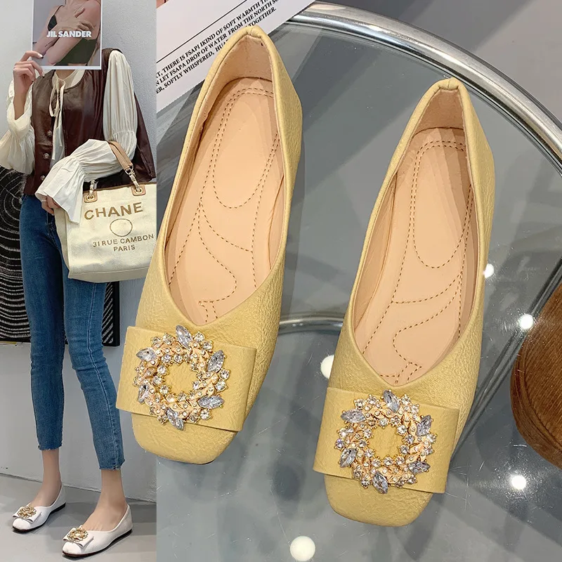 

Hot Selling Women's Shoes Square Toe Women's 2022 Spring, Summer and Autumn New Flat-heeled Lazy Beanie Shoes Women