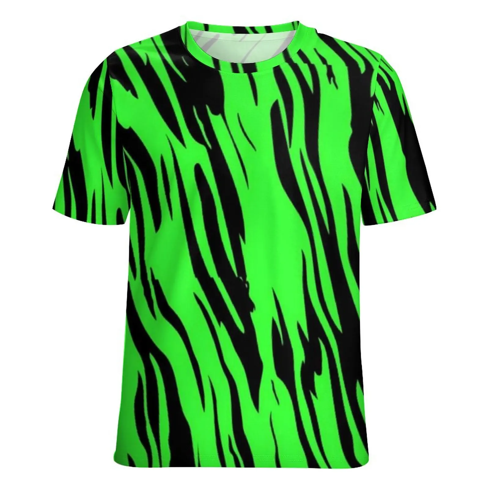 Женская футболка с принтом зеленого тигра и круглым вырезом футболки короткими