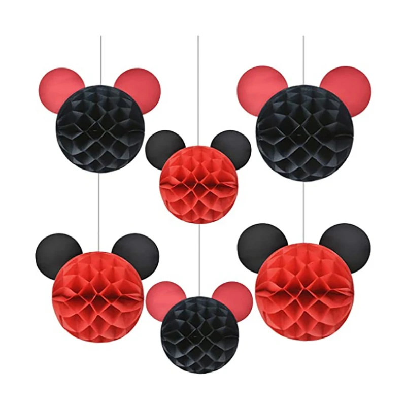 

6pcs/lot Minnie Mickey Honeycomb Ball Air Decoration Honeycomb Paper Fan Set Mickey Mouse Birthday Party Decoration Supplies