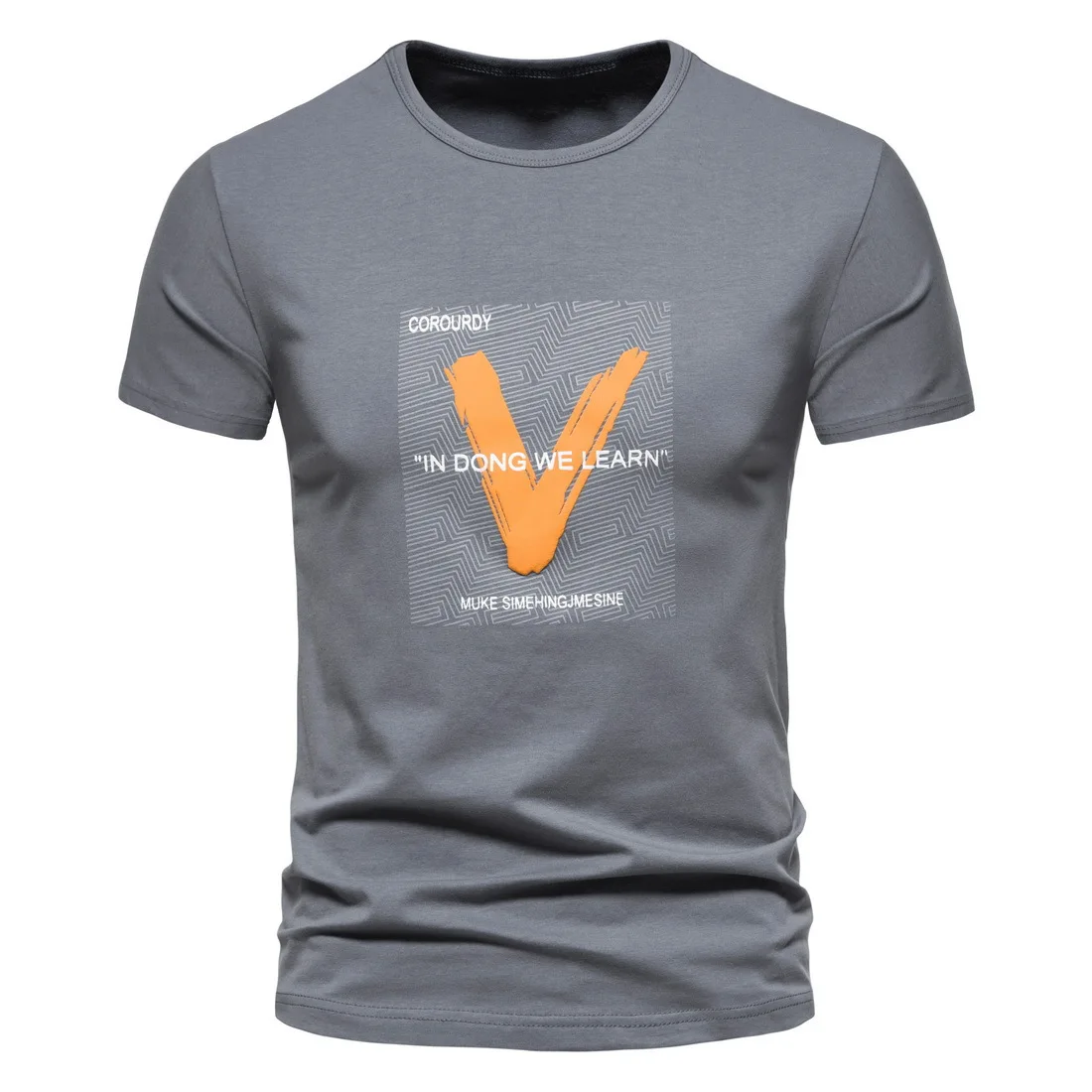 

Men's Summer Slim Short-sleeved Printing Handsome Short-sleeved Figure Tee Casual T-shirt Stretch Breathable Cotton Comfortable