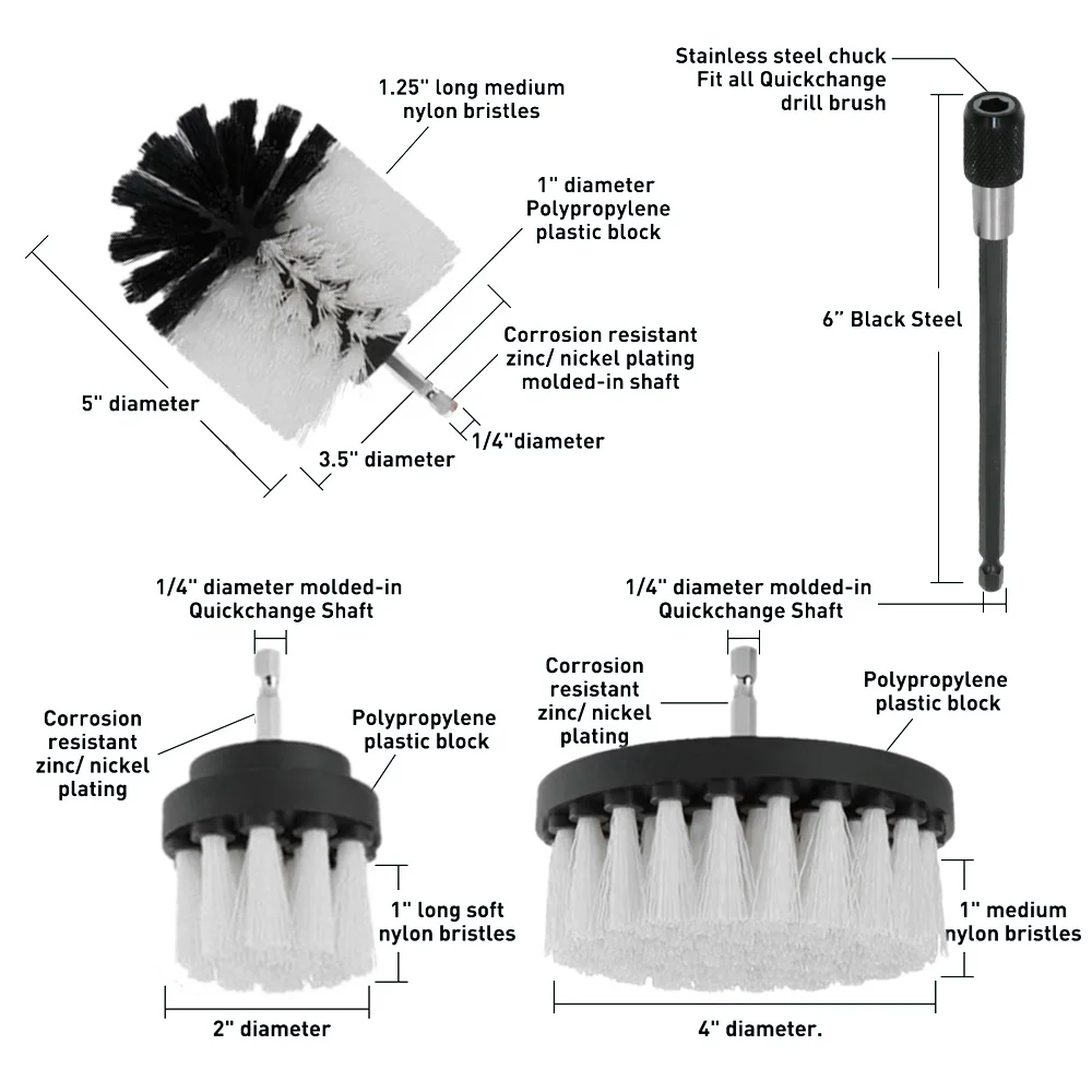 Electric Carpet Brush Drill Kit All Purpose Cleaner Auto Tires Cleaning Tools Bathroom Kitchen Scrubber Brushes with Extender | Дом и сад