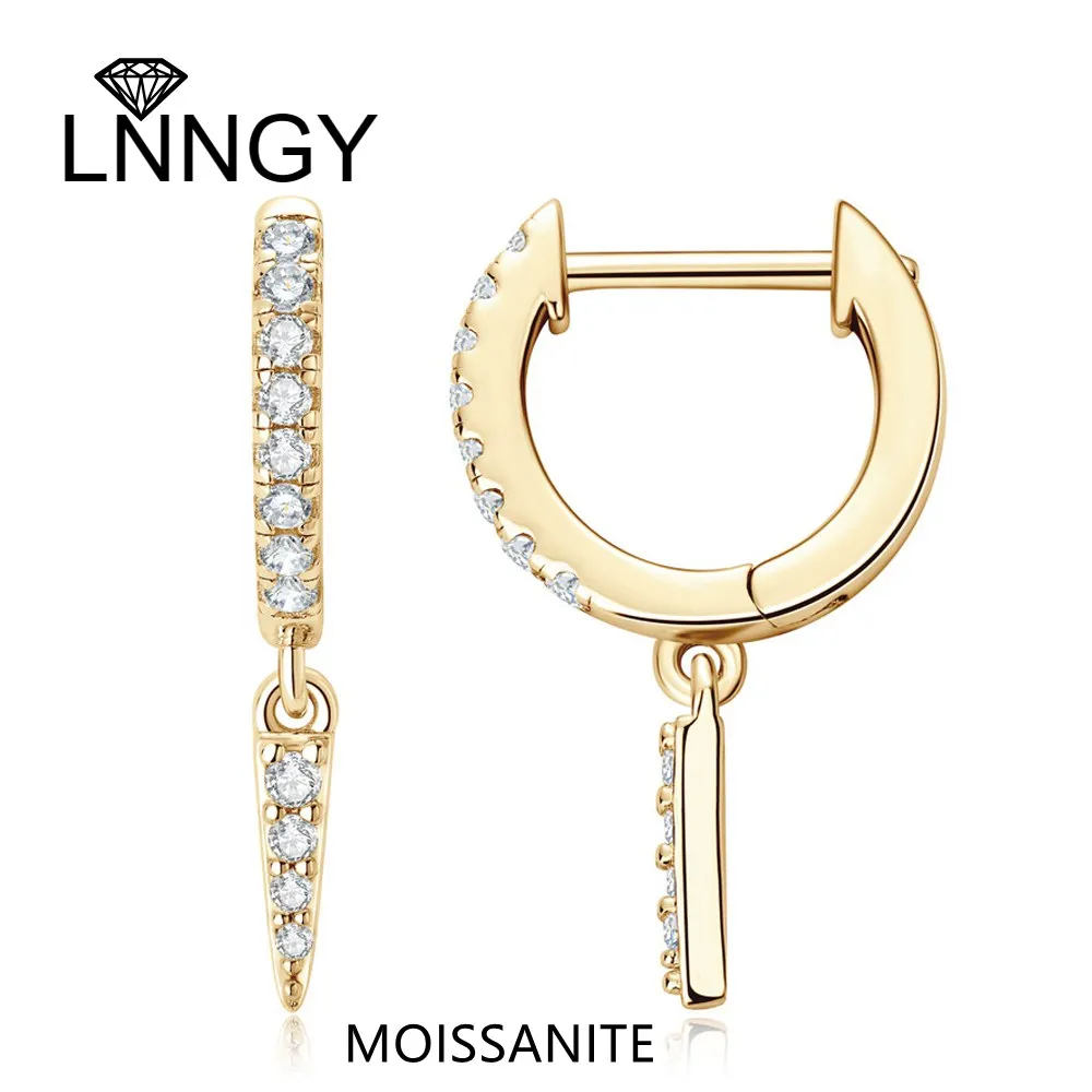 

Lnngy 925 Sterling Silver Hoop Earring Super Micro Inlaid Moissanite Rivet Earrings For Women European and American Fine Jewelry