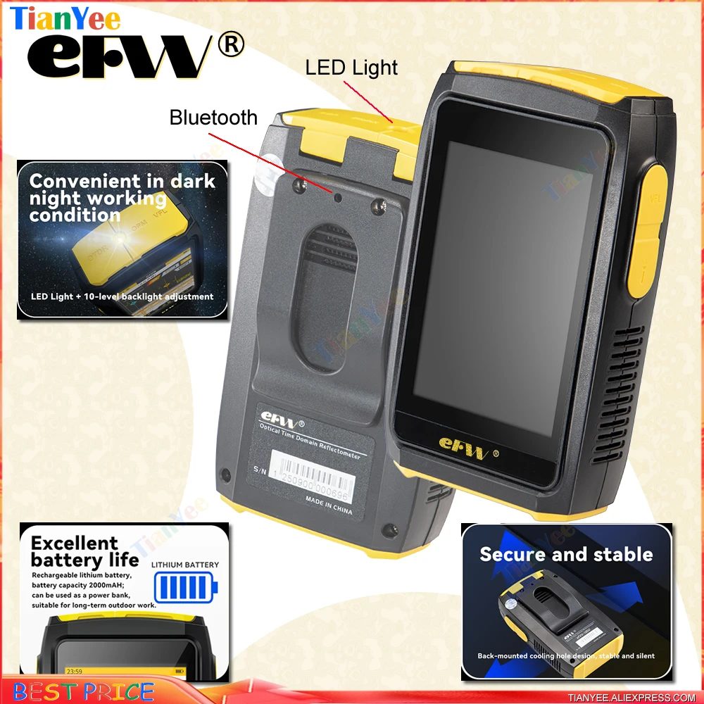 Мини OTDR eFVV-100 1550 нм + VFL 80 км активный волоконно-оптический отражатель встроенный OPM