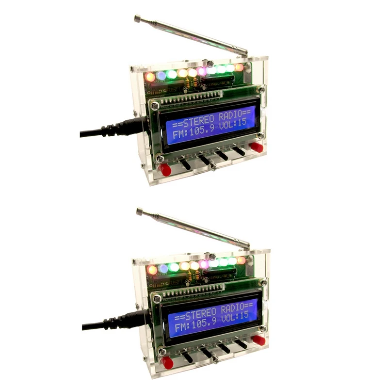 

2X DIY DC 5V Digital Radio Kit Parts TDA5807 51 Single-Chip FM Digital Sound Machine STC89C52 Chip 87MHZ-108MHZ
